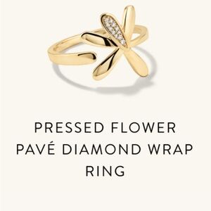 Mejuri 14k Gold Pressed Flower Pavé Diamond Wrap Ring
